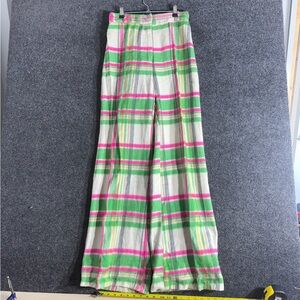 Unique Vintage Green and Pink Plaid Wide Leg Pants